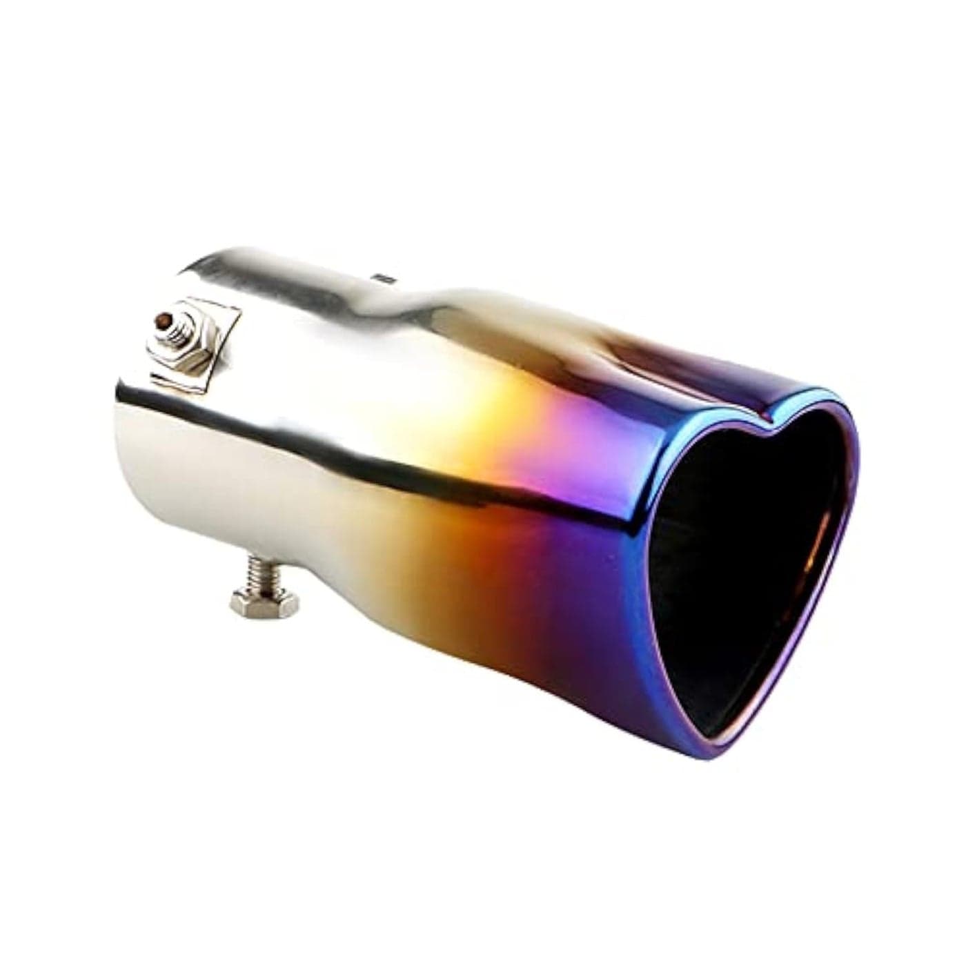 idain 25 inch Inlet Exhaust Tips Muffler TipStainless Steel Chrome HeartShaped Exhaust TipUniversal BoltOn Exhaust Muffler BlueStraight