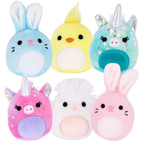 ArtCreativity Bulk Easter Stuffed Animals Set of 6 Plush Easter Toys Stuffed Animals for Kids in Pastel Colors Chick Bunny Unicorn and Lamb Designs Easter Basket Stuffers for Ages 3 and Up