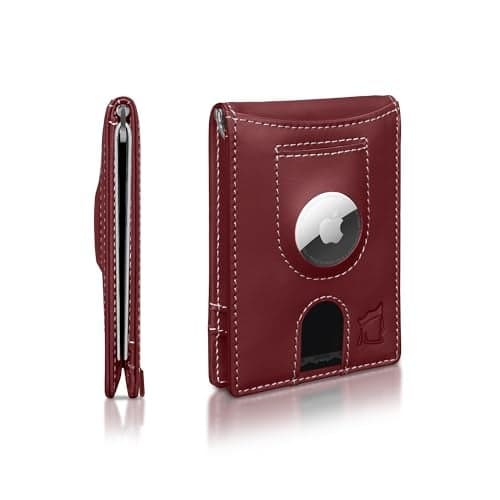Kingly Trace Airtag Wallet for Men Smart RFID Blocking Leather Wallet with Airtag Holder Money Clip Minimalist Trackable Design with Pull Tab Secure Wallets