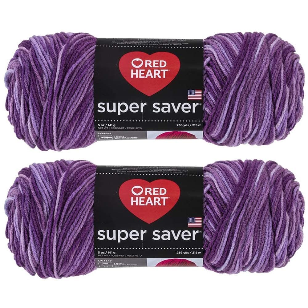 Bulk Buy Red Heart Super Saver 2Pack Purple Tones 5 oz Each Skein