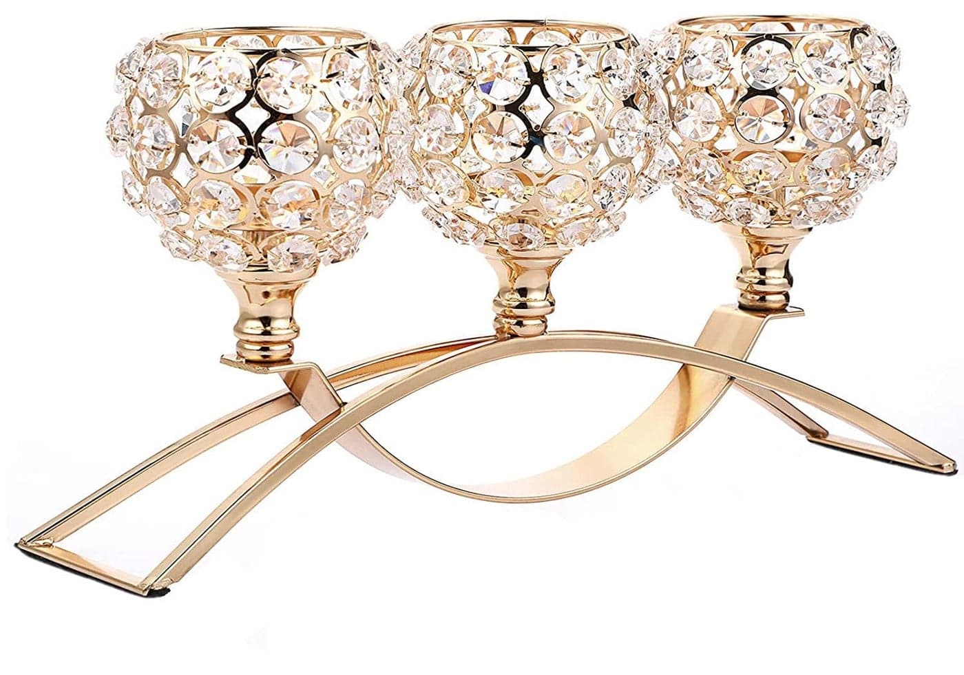 Crystal Candle Holders 3 Wick Gold Centerpiece Table Decorations for Dining Room Living Room Bling Votive Tealight Candle Holder Coffee Dining Table Centerpiece Decor Christmas Decorations
