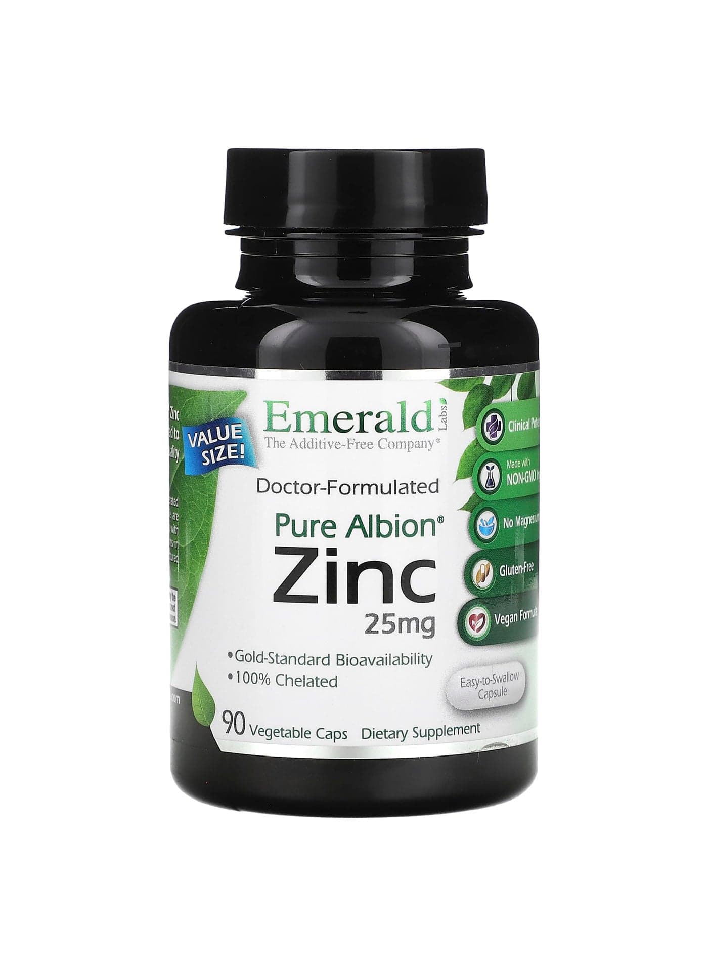 Pure Albion, Zinc, 25 mg, 90 Vegetable Caps