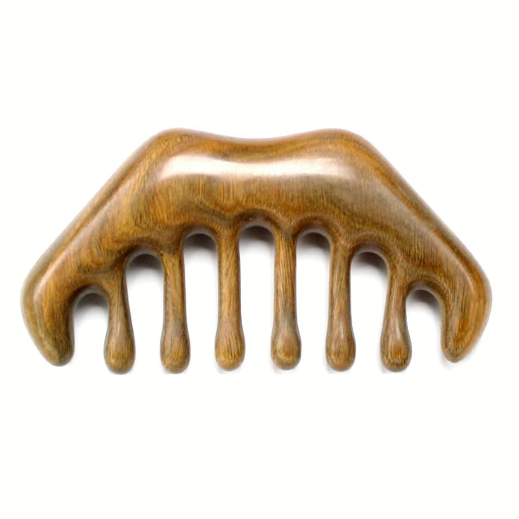 Sandalwood Wide Tooth Scraping Scalp and Acupoint Massage Comb by No Static Handheld Tool for Head Caring Relaxation