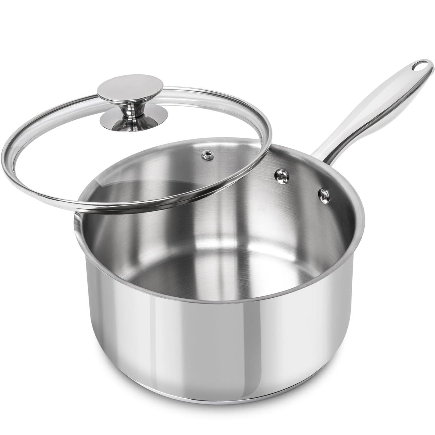 MICHELANGELO 3 Quart Saucepan with Lid Thick Bottom Sauce Pan Stainless Steel Saucepan with Cover Nonstick Sauce Pot Induction Compatible