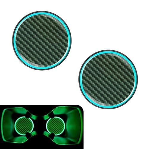 Diamall 2 PCS Car Cup Holder Coaster Luminous Carbon Fiber NonSlip Embedded Coaster Pad 283 Insert Water Bottle Holder Pads Universal Car Interior Decoration Accessories Mat Carbon Fiber
