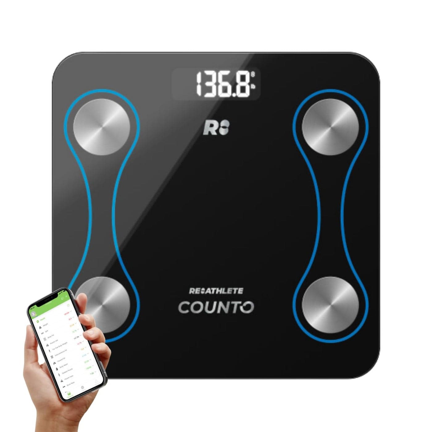COUNTO Smart Scale Digital Scale Measuring Body Parameters Smart Bluetooth Body Fat Measurement Device Body Composition Monitor with Smart App Bathroom Scales Accurate for Bmi Muscle