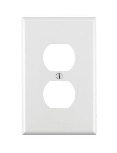 Leviton 1-Gang, 1-Duplex, Midway Nylon Wallplate, Midway Size, 1 Pack, PJ8-W, White