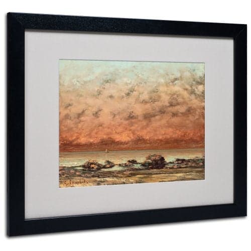Trademark Fine Art Black Rocks at Trouville by Gustave Courbet with Black Frame Artwork, 16 by 20-Inch