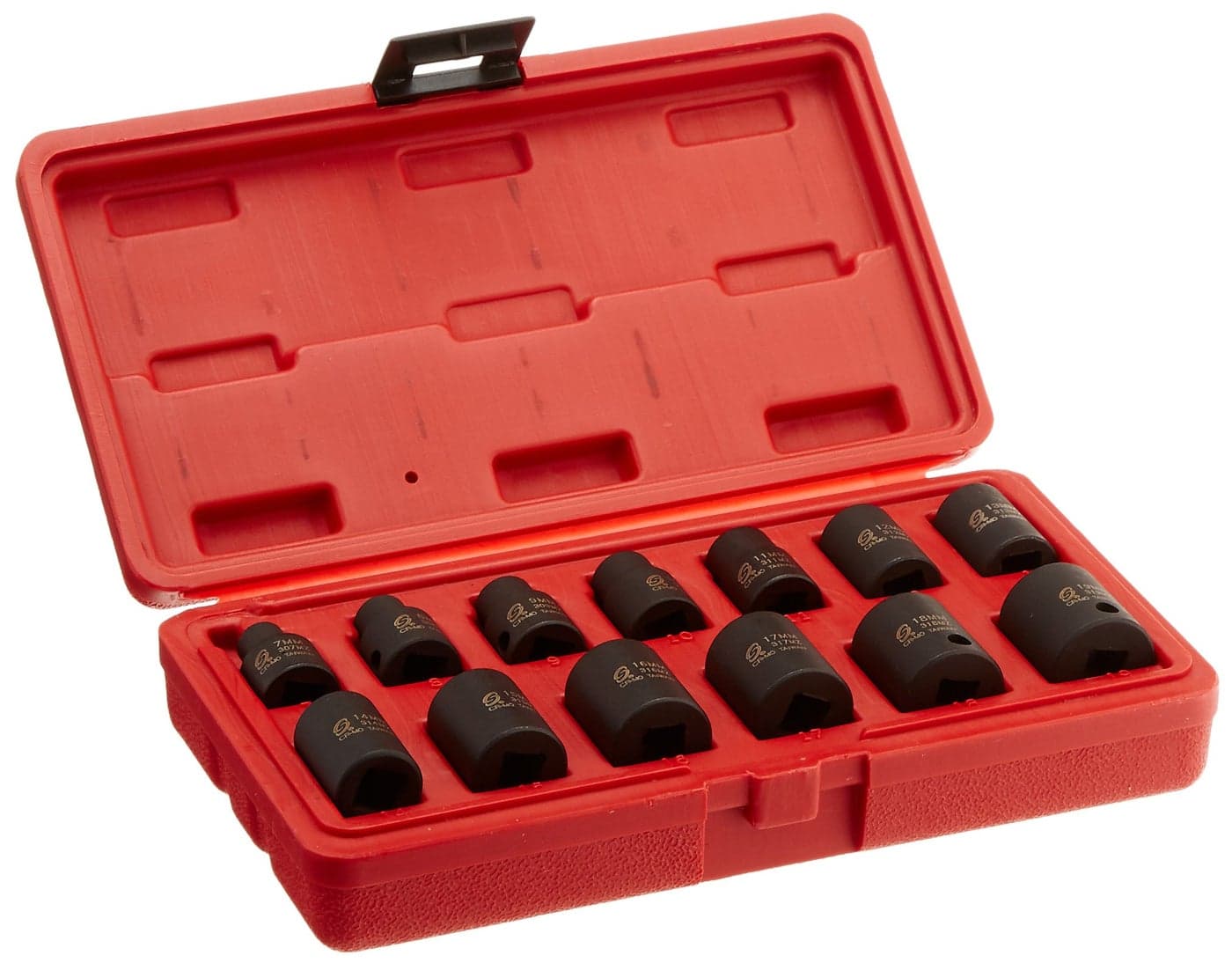 SUNEX TOOLS 3675 38Inch Drive Standard Metric 12 Point Impact Socket Set 13Piece
