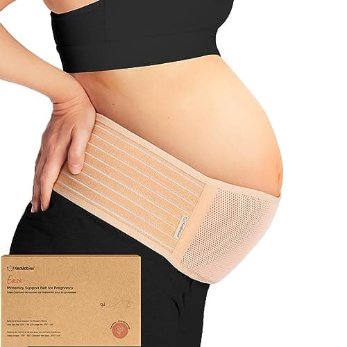 KeaBabies Maternity Belly Bands for Pregnant Women Soft Breathable Pregnancy Belly Support Band Adjustable Maternity Belt for Back Pelvic Support Comfortable Easy to Use Classic Ivory ML