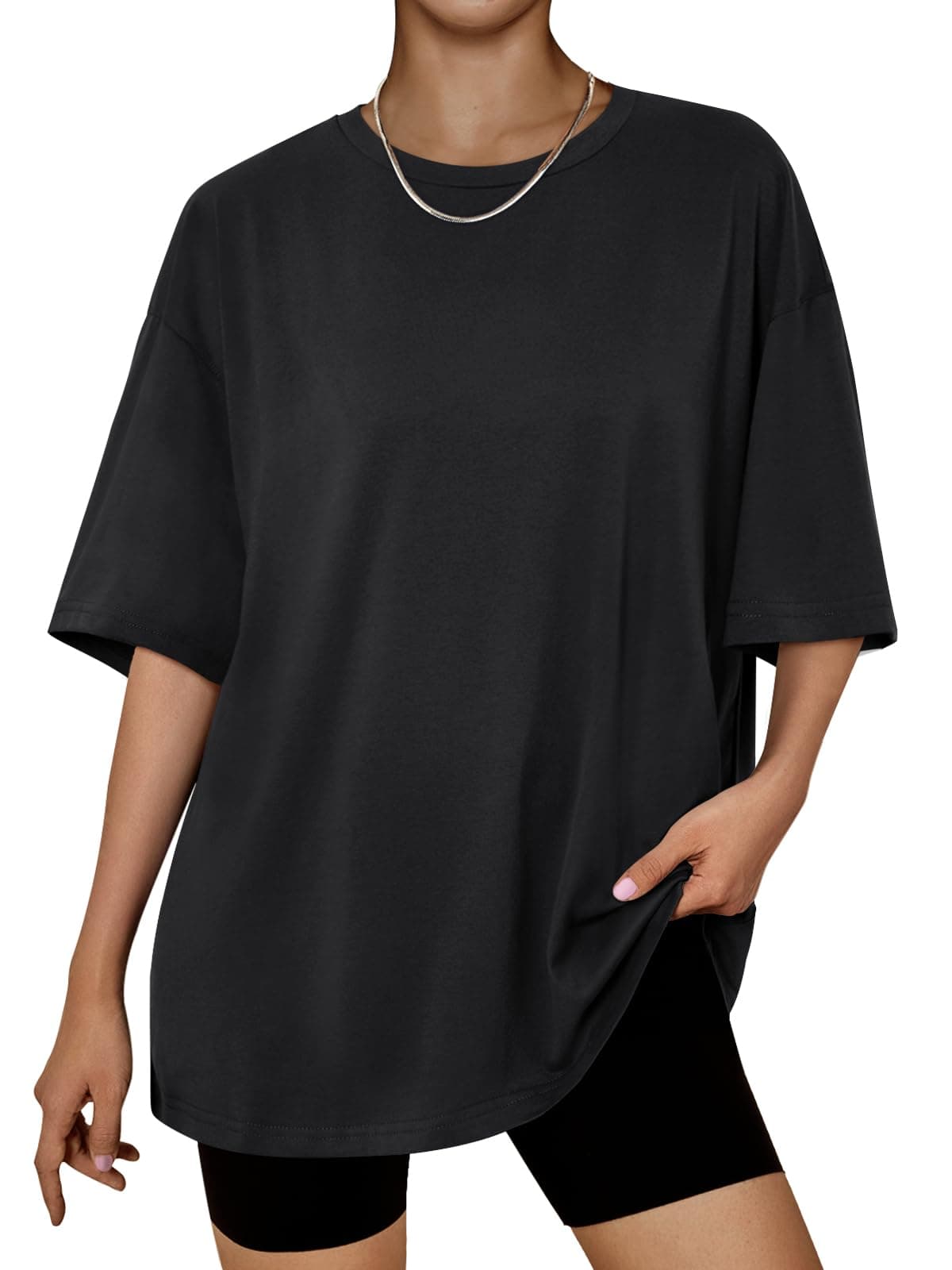 Trendy Queen Womens Oversized Summer T Shirts Plus Size Batwing Cute Casual Tops Short Sleeves Fashion Workout Clothes 2025 Black 3XL