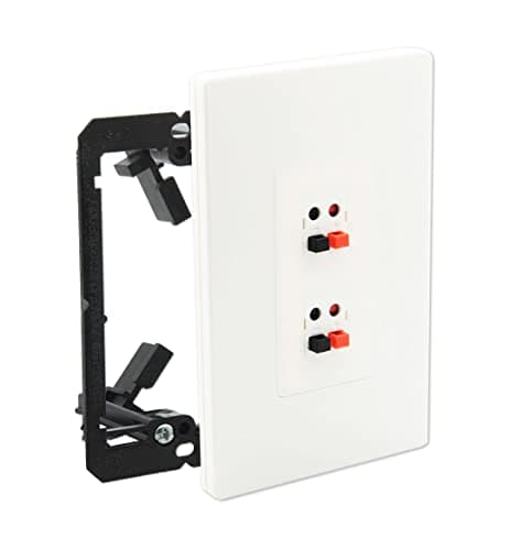 DIYTECH Premium 2 Speaker Wall Plate, Speaker Plug, Supports 2 Speaker Configurations, Speaker Port for Wall Speaker Wire, Speaker Wire in Wall, Wire Wall Plate - 1 Gang Screwless