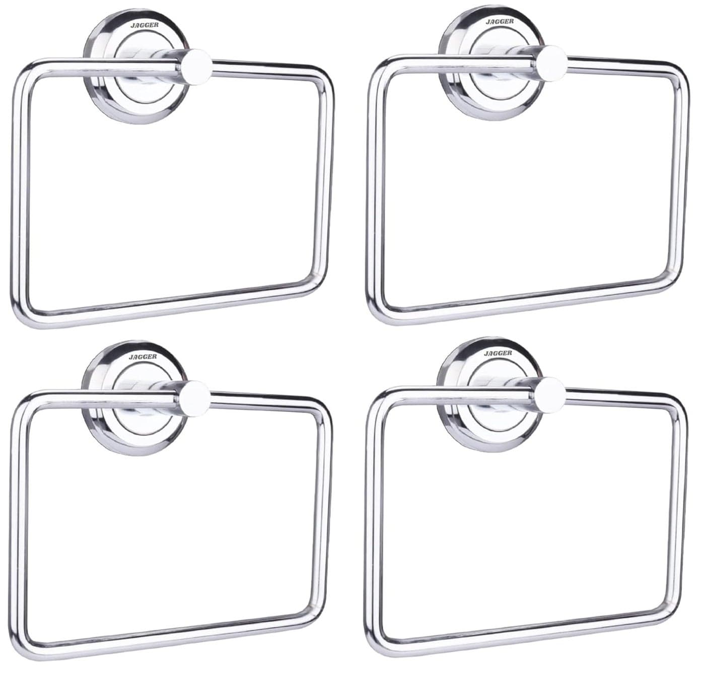 JAGGER JAG223 Square Towel RingsTowel HolderHand Towel StandCloth Hanger Napkin HolderCloth Stand Towel Holder for Bathroom Kitchen Washbasin Silver Pack of 4