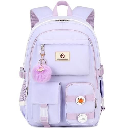 Hidds Laptop Backpacks 15.6 Inch College Backpack Elementary Middle High School Bag Large Cute Bookbags Anti Theft Travel Back Pack Casual Daypack Kids Book Bag for Teens Girls Women Students-Purple