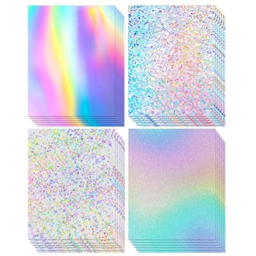 24 Sheets Holographic Cardstock 85 x 11 250gsm92lb Metallic Cardstock Glitter Shiny Iridescent Mirror Paper Thick Card Stock Paper for Crafts Card Making Party Decoration Scrapbook Supplies