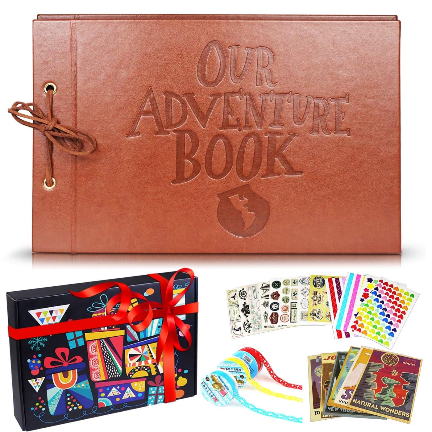 Scrapbook Albums LUNIQI Leather Embossed Letter Cover Our Adventure Book Hand Made DIY Collecting Photoes for Family Party Marry Travel Hold 3X5 4X6 5X7 6X8 Stickers Gift Box