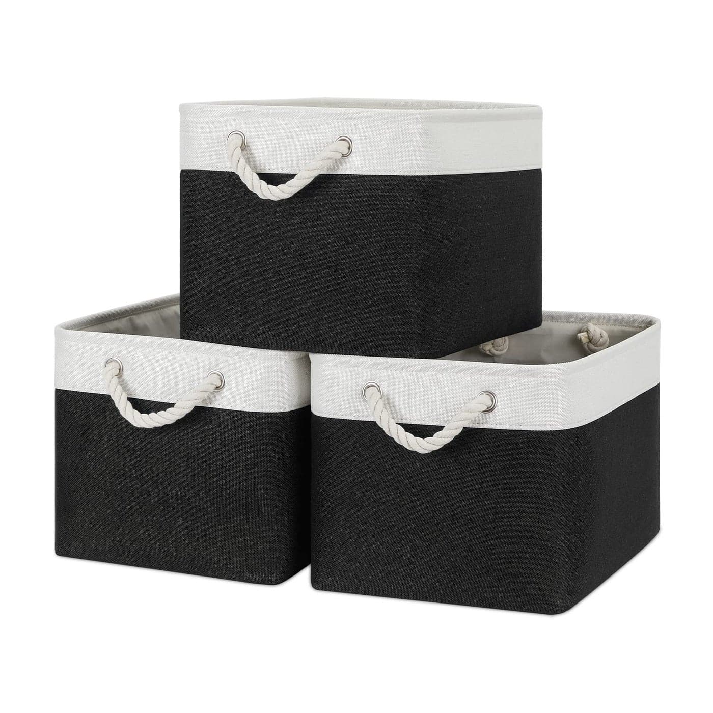 Bidtakay Black Storage Baskets for Shelves 3pack Collapsible Organizer Baskets for Laundry Storage 15 X 11 X 95 Inches Dog Toy Bins Fabric Storage Bins for Bedroom Home Storage
