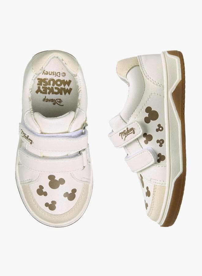 Boys Mickey Mouse Print Hook And Loop School Sneakers