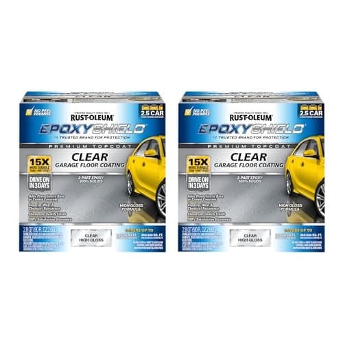 Rust-Oleum 292514-2PK EPOXYSHIELD Premium Clear Garage Floor Coating Kit, 2.5 Car, Gloss Clear, 2 Pack
