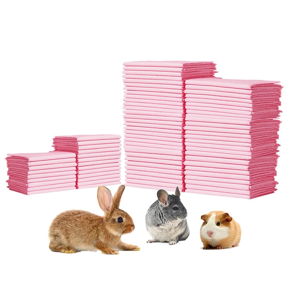Amakunft Rabbit Pee Pads Pet Toilet Potty Training Pads Super Absorbent Guinea Pig Disposable Diaper for Hedgehog Hamster Chinchilla Cat Reptile and Other Small Animal 100pcs18 x13 Pink