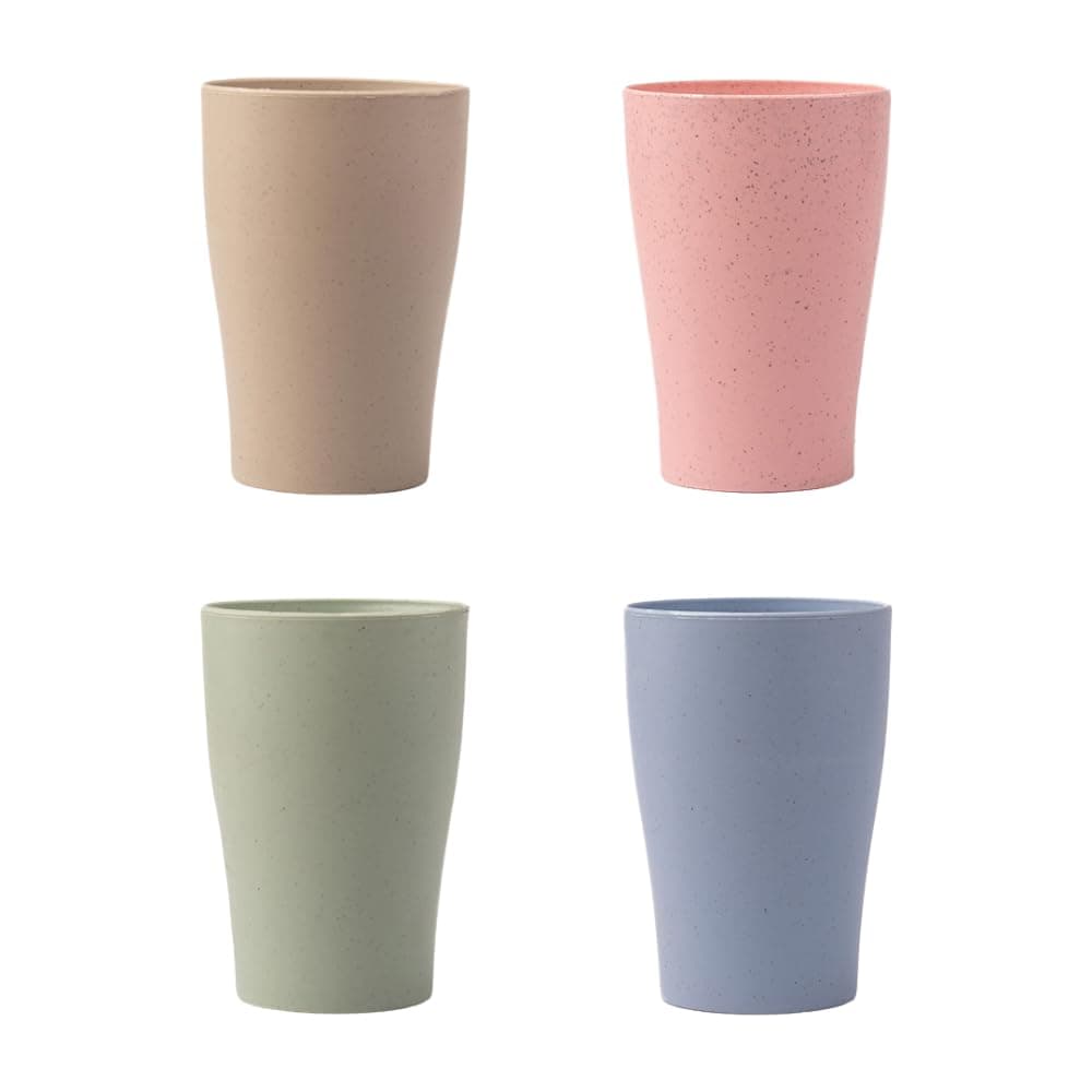 Irida Naturals Multicolour Wheat Straw Unbreakable Tea Cups Set of 4300ML Lightweight EcoFriendly Reusable Freezer and Microwave Safe Coffee Cup for Tea Juice Water Soda Serving