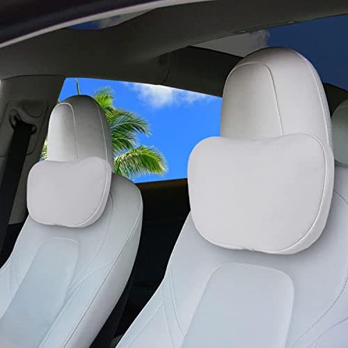 Erivis 2 Pack Car Headrest Neck Pillow Fits for Tesla Model 3 Model Y S X Cybertruck AccessoriesCar Seat Pillow Head Neck Rest CushionUpgrade White