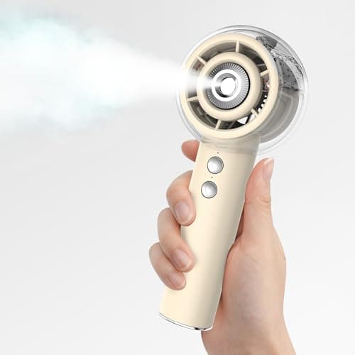 Hotsales Portable Misting Fan Handheld Turbo Fan with Mist 6000mAh Battery Rechargeable Personal Fans Mister 4Speed 25ml Water Spray Tank Gifts for Women Men Home Office Travel Outdoor Camping