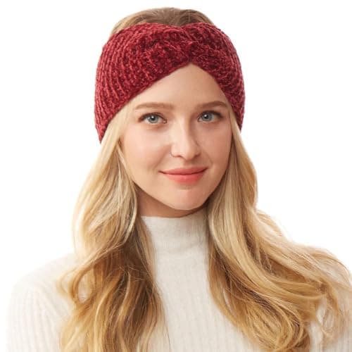 WKLOUYHE Soft Knot Woollen Knitted Warm Head Band Head Wrap Hairband Ear Warmer Hair Accessories for Winters_Free Size,Pack Of 01(Maroon)