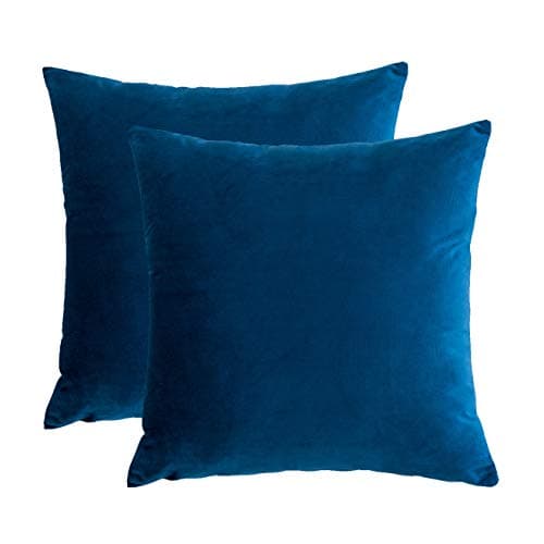 RainRoad Velvet Decorative Throw Pillow Covers Cushion Cover Pillow Case for Sofa Couch Bed Chair,Soft Square Royal Blue Throw Pillows 18x18 Inch,Set of 2