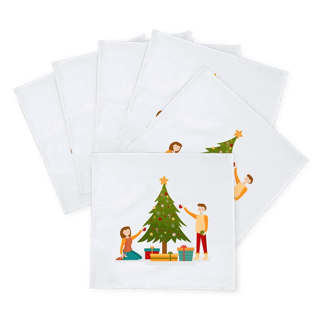 Kesri Gifts Christmas Gift Theme Tafta Silk Table Napkins 6 Pcs 10x 10 for Xmas Decoration Christmas OrnamentsChristmas Giftxmn21468