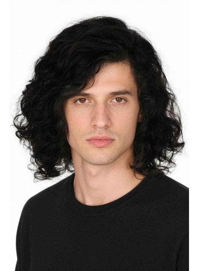Lemarnia Mens Wigs Black Short Curly Jon Snow Cosplay Wig Halloween Costume Wigs