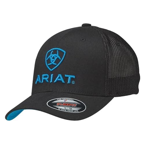 Ariat Men's Black Blue Half Mesh Hat, Small/Medium