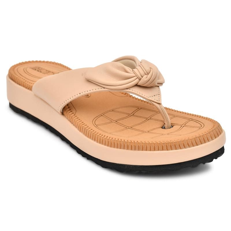 HEALTH FIT Orthopedic With Super Extra Soft Ortho Care Anti-Skid Doubleu Flip-Flops For Women Slippers/Doctor Chappal & Footwear HF330 CR 4 UK, Cream