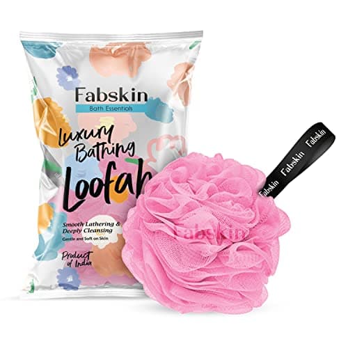 FABSKIN Loofah for Bathing | Bath Shower Sponge Scrubber Exfoliator for Women and Men | Body Wash Scrub | Bath Scrubber for Body (Pink)