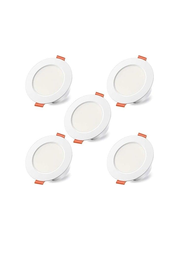 LED Recessed Ceiling Lights, Round Spotlights, 3 Inch Downlights 8W 60W 800 lumens, IP44 2700K Warm White (Pack of 5)