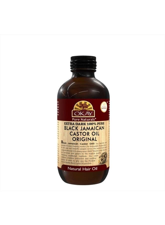 OKAY | Extra Dark 100% Natural Black Jamaican Castor Oil | For All Hair Textures & Skin Types | Grow Strong, Healthy, Smooth and Thick Hair | With Vitamin E - Omega 6 & 9 | 4 oz