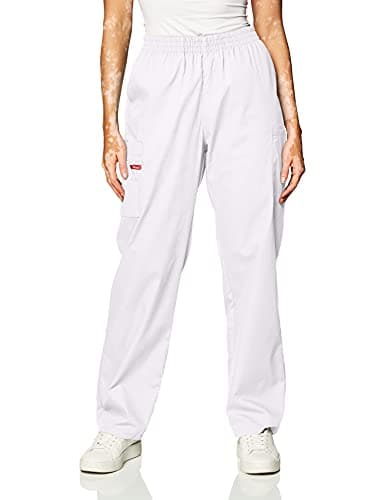 Dickies Women's EDS Signature Scrubs Missy Fit Pull-On Cargo Pant, White, X-Large