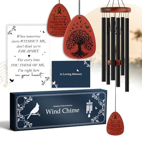 Sympathy Wind Chimes 37 inches Funeral Gift with Premium Packaging and Sympathy Card Memorial for Loss of a Loved One, Outdoor Bereavement Mom Dad Family