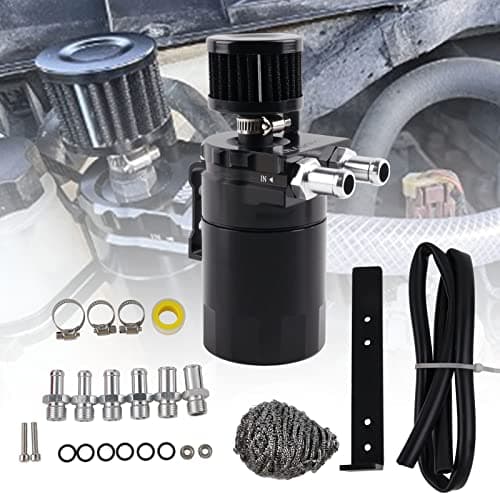 BAGARAATAN Universal Oil Catch Can Tank,Aluminum Oil Separator Catch Can with Breather Filter 300ml(Black)