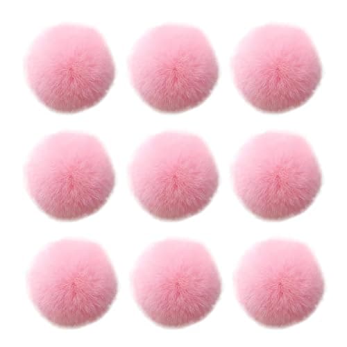 Ouliget Fluffy Faux Fur Pom Pom BallDIY Crafts Faux Fur Pompom Balls SmallRemovable Knitting Scarves Gloves Bags Keychains Fabric Ball23Inches 20 PiecesPink