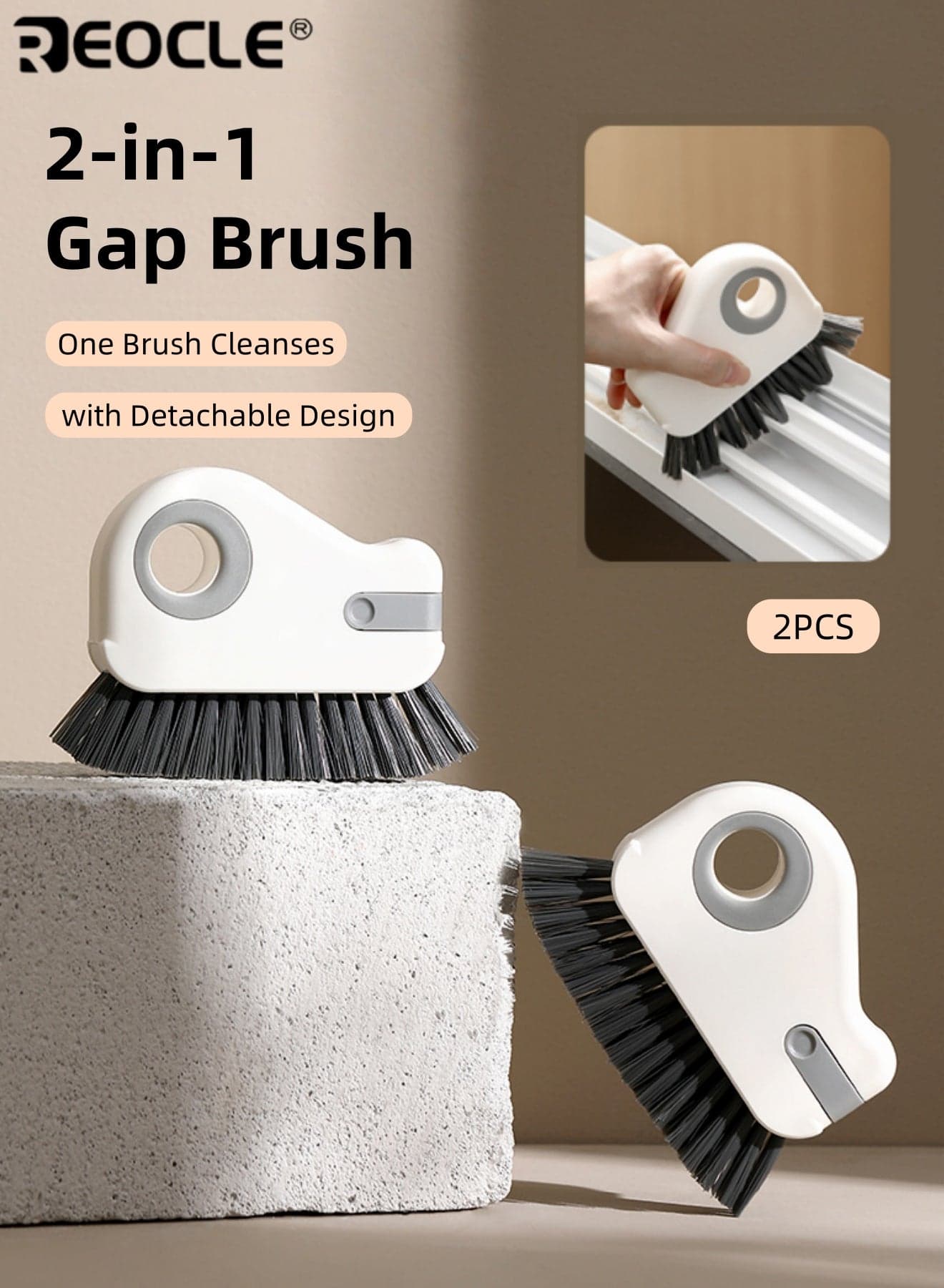 2PCS 2-in-1 Window Track Brushes with Detachable Design and Multi Surface Cleaning Window Sill Scrubbers with Plastic Construction for Home Door Glass Cleaning