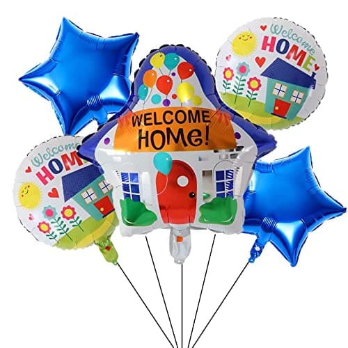 ALY 5PCS Welcome Home House Foil Balloons for Kids Birthday Baby Shower Party Decorations