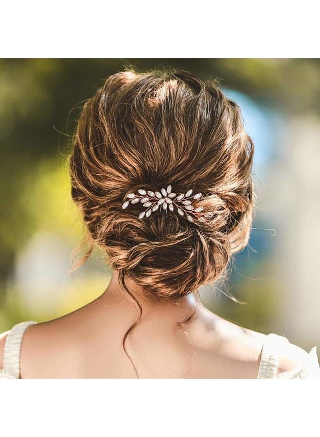Bride Wedding Crystal Hair Pins Bridal Hair Pieces Wedding Hair Accessories for Women and Girls Pack of 1 (Rose Gold)