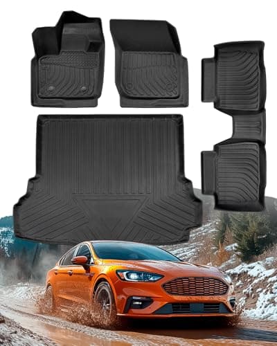 Car Floor Mats for Ford Fusion with Cargo Liner 2020 2019 2018 2017 Not Hybrid All Weather AntiSlip Trunk Cargo Carpet Custom Fit for Fusion Accessories 20172020 Full Set 4Piece Black