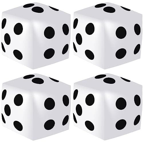 4 Pieces Jumbo Inflatable Dice 126 Inch Large Inflatable Dice Fun Game Toy for Indoor Outdoor Lawn Swimming Pool Party Favor Board Game Decoration White
