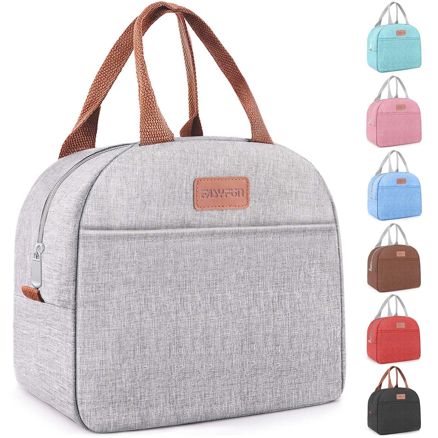Lunch Bag for Women Men Adult Insulated Lunch Box Small Leakproof Cooler Food Lunch Containers Reusable High Capacity Lunch Tote Bags for Work Travel Outdoor Grey