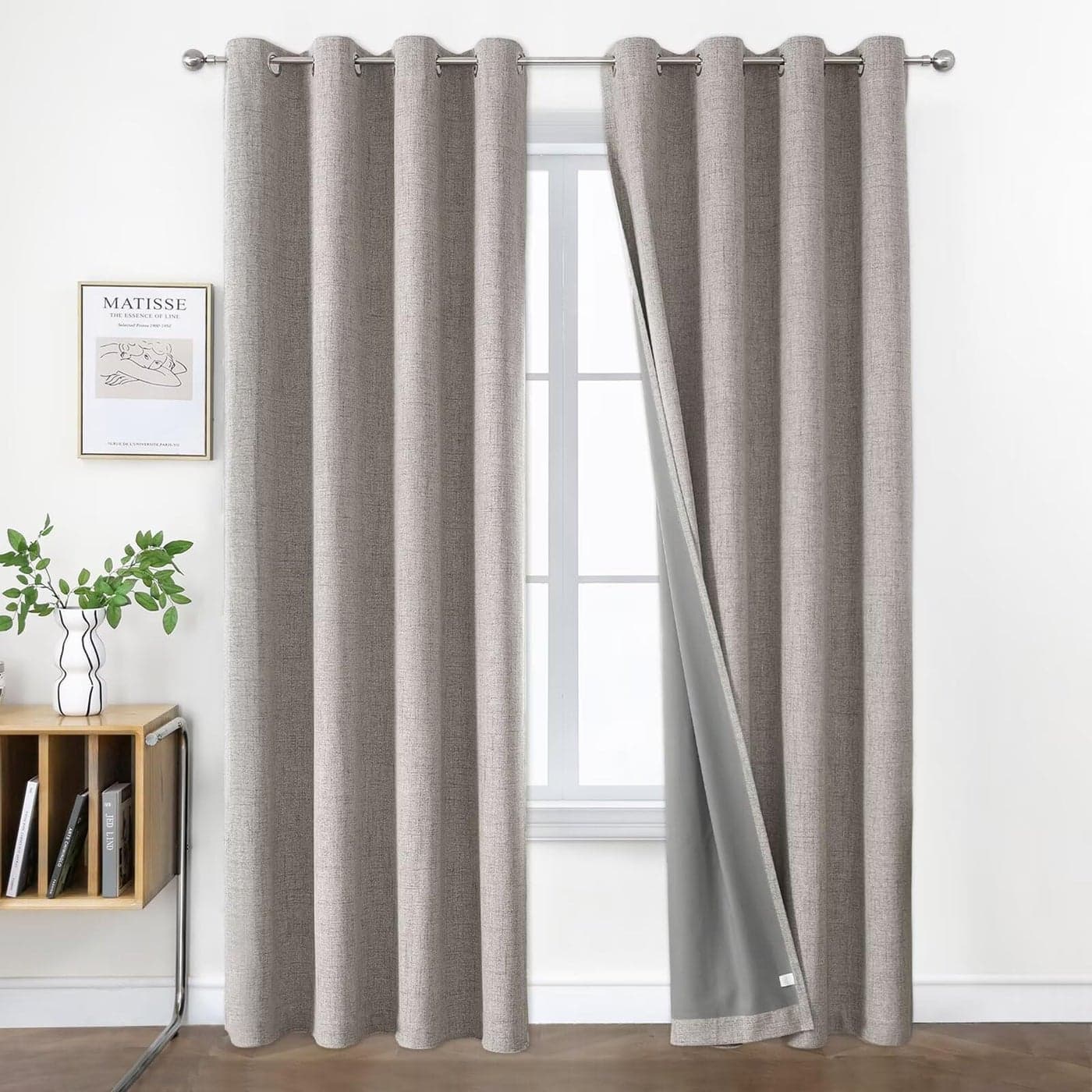 Joydeco Blackout Curtains 72 Inches Long 2 Panels Burg Room Darkening Curtains for Bedroom 100 Black Out Textured Thermal Drapes Privacy Protection 2 Panels SetW52 x L72 Inch Greyish White