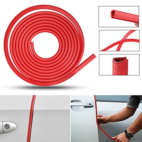 PRIKNIK Car U Shape Edge Trim Rubber Strip Seal Protector Car Door Edge Guards (16 ft/5 m) Compatible with Cars (Red, 16 ft)