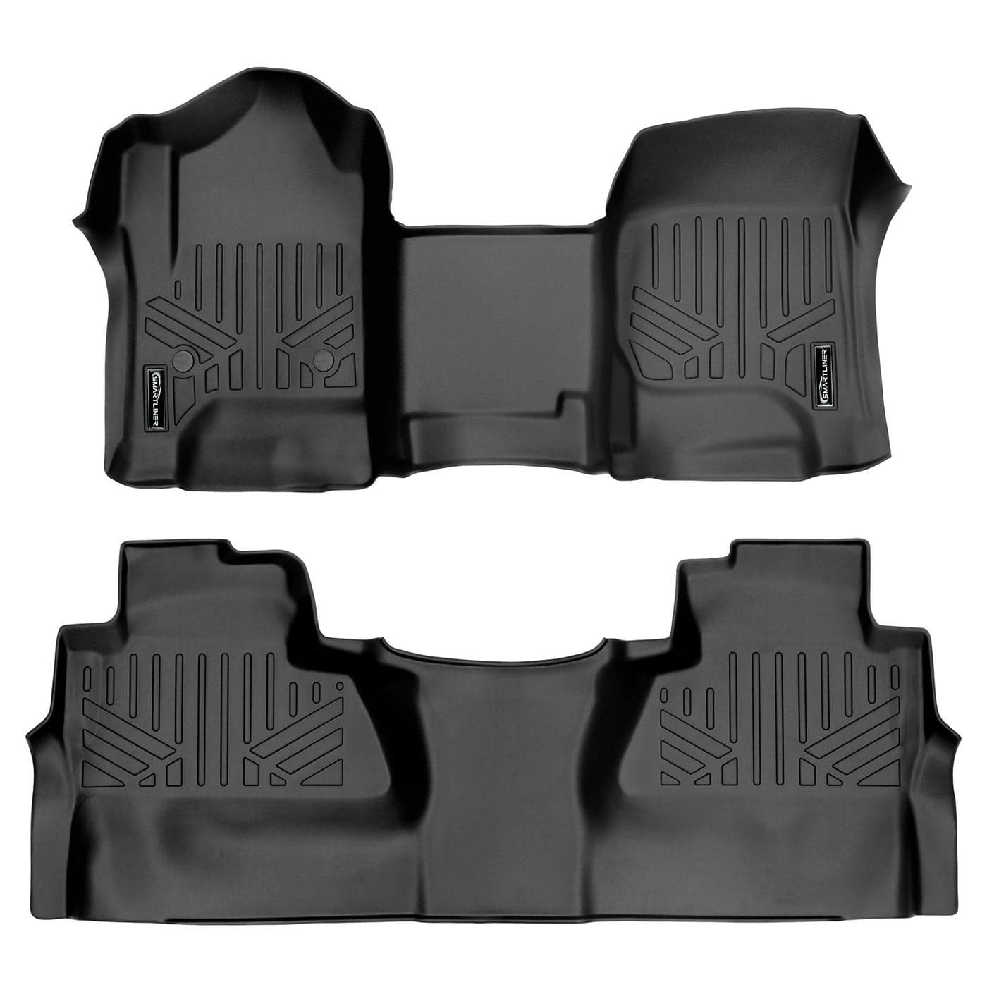 SMARTLINER 2 Row Floor Mat Liner Set for 2014-2018 Silverado/Sierra 1500 & 2015-2019 2500/3500 HD - Black