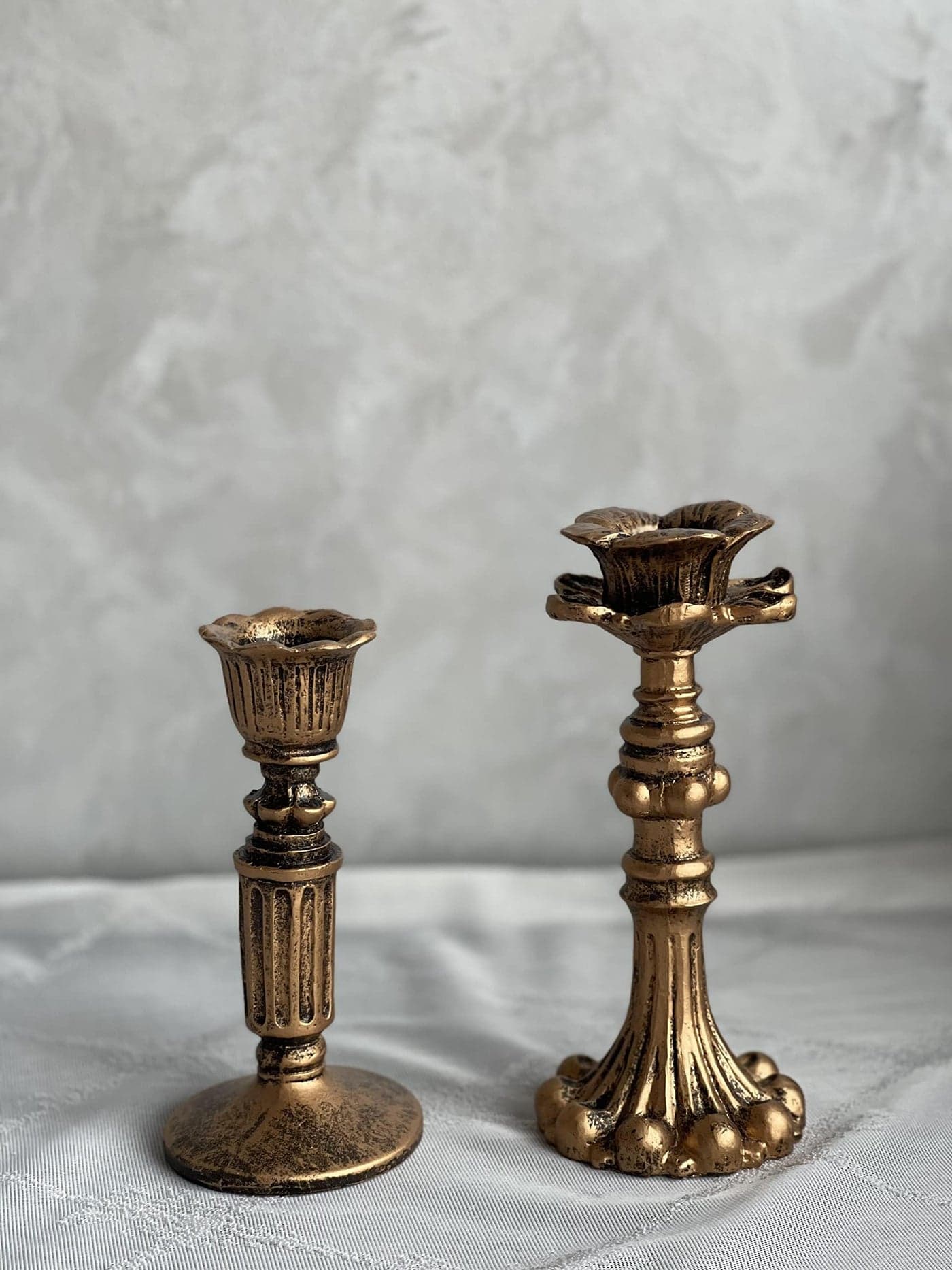 Kolnlala French Nostalgic Floral Resin Candle Holder Antique BronzeFurniture DecorationRetro Ornaments Candlestick A